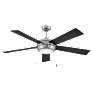 52" Hinkley Croft Black and Silver LED 5-Blade Pull Chain Ceiling Fan