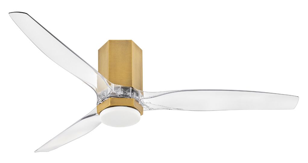 52" Hinkley Facet LED Heritage Brass Clear 3Blade Smart Ceiling Fan