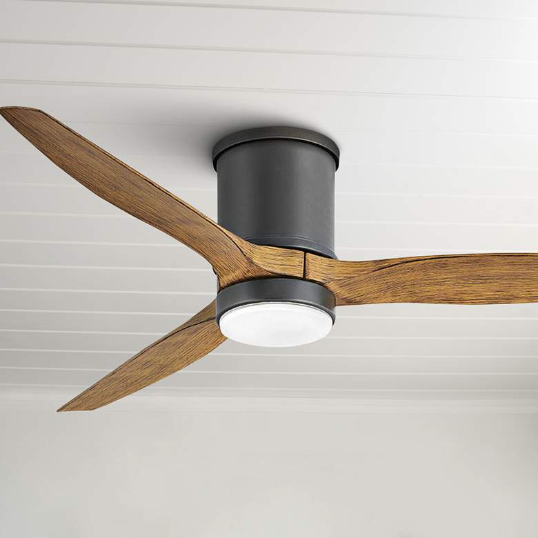 Image 1 52 inch Hinkley Hover Matte Black Wet-Rated LED Hugger Smart Ceiling Fan