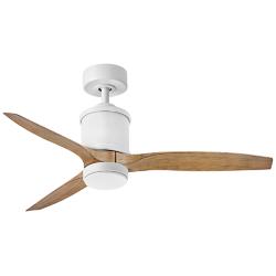 52&quot; Hinkley Hover Matte White and Koa Wet-Rated LED Smart Ceiling Fan