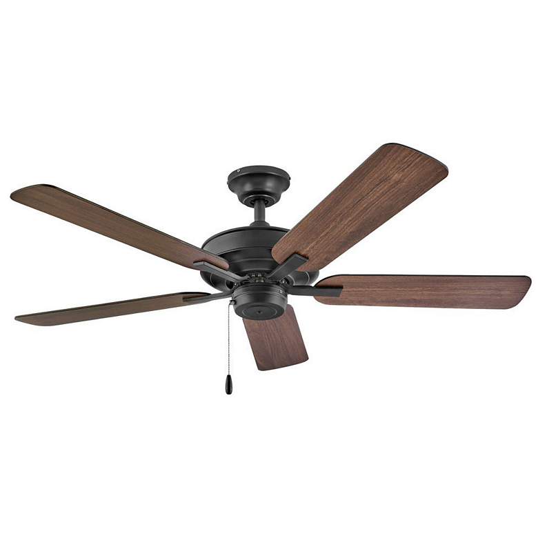 Image 1 52" Hinkley Metro Black and Walnut 5-Blade Ceiling Fan with Pull Chain