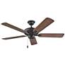52" Hinkley Metro Black and Walnut 5-Blade Ceiling Fan with Pull Chain
