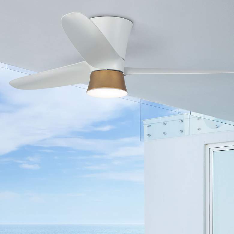 Image 2 52" Hinkley Neo Matte White Wet Rated LED Hugger Smart Ceiling Fan