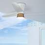 52" Hinkley Neo Matte White Wet Rated LED Hugger Smart Ceiling Fan in scene