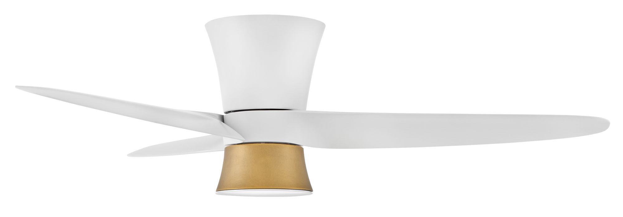 52" Hinkley Neo Matte White Wet Rated LED Hugger Smart Ceiling Fan in scene