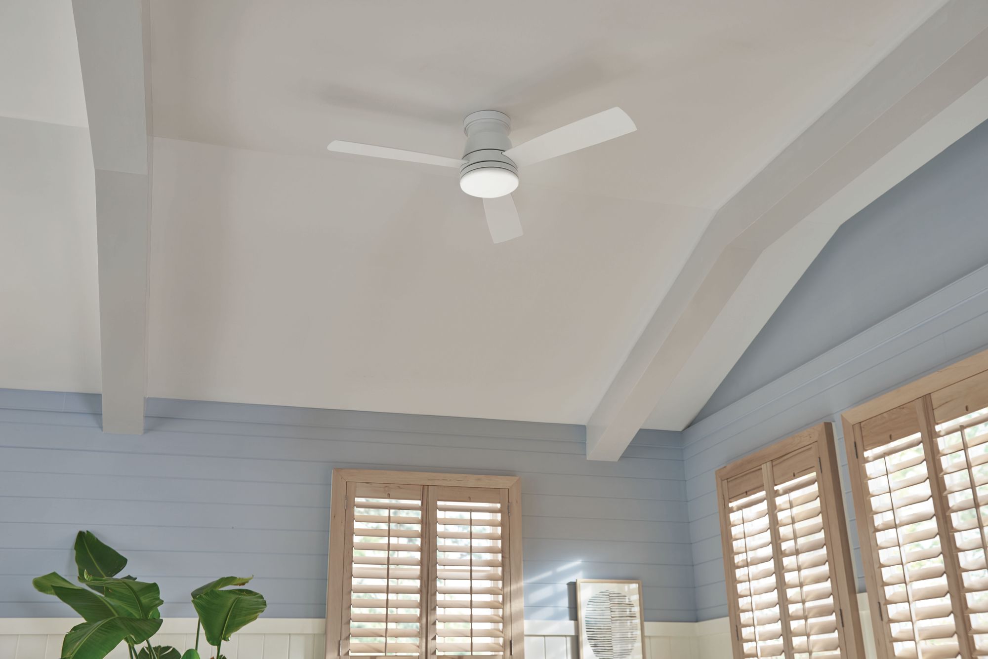 Image 6 52" Hinkley Trey Matte White Wet Rated LED Hugger Ceiling Fan more views