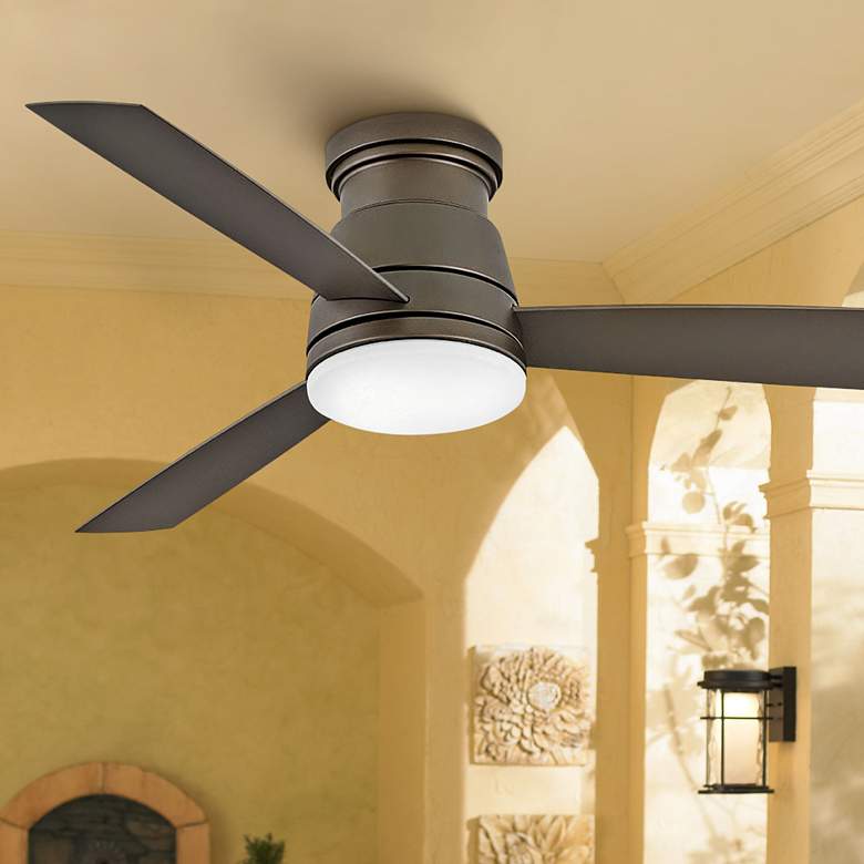 Image 1 52" Hinkley Trey Metallic Matte Bronze Wet LED Hugger Ceiling Fan