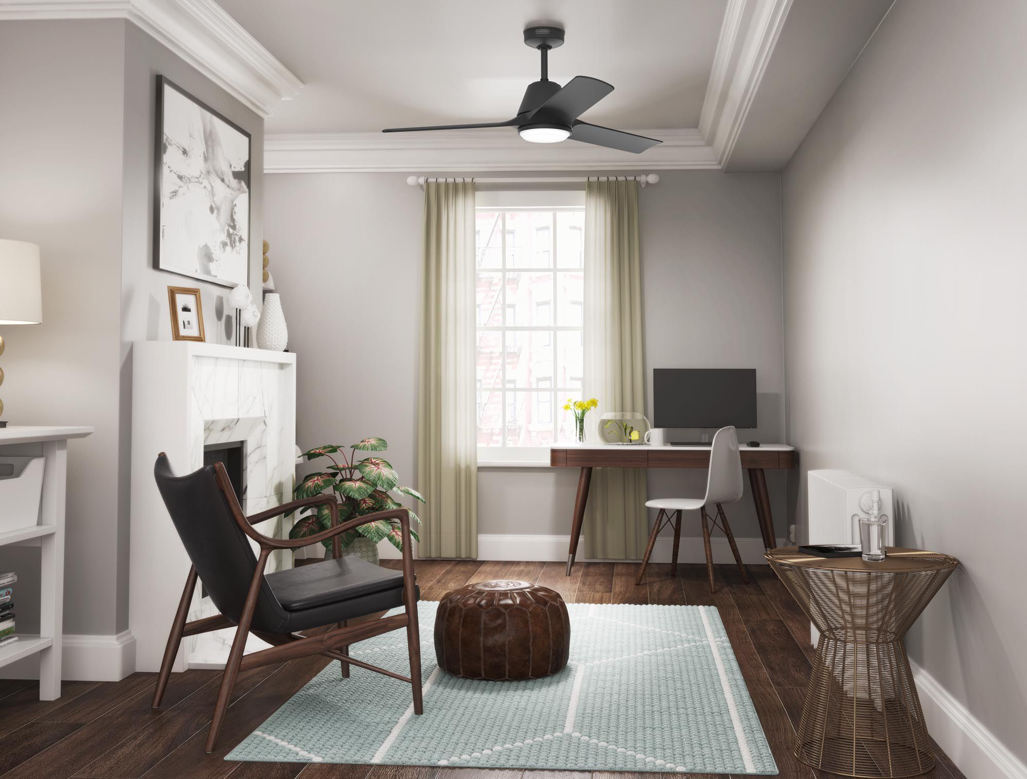 52" Hunter Aeronaut Matte Black LED Smart Ceiling Fan