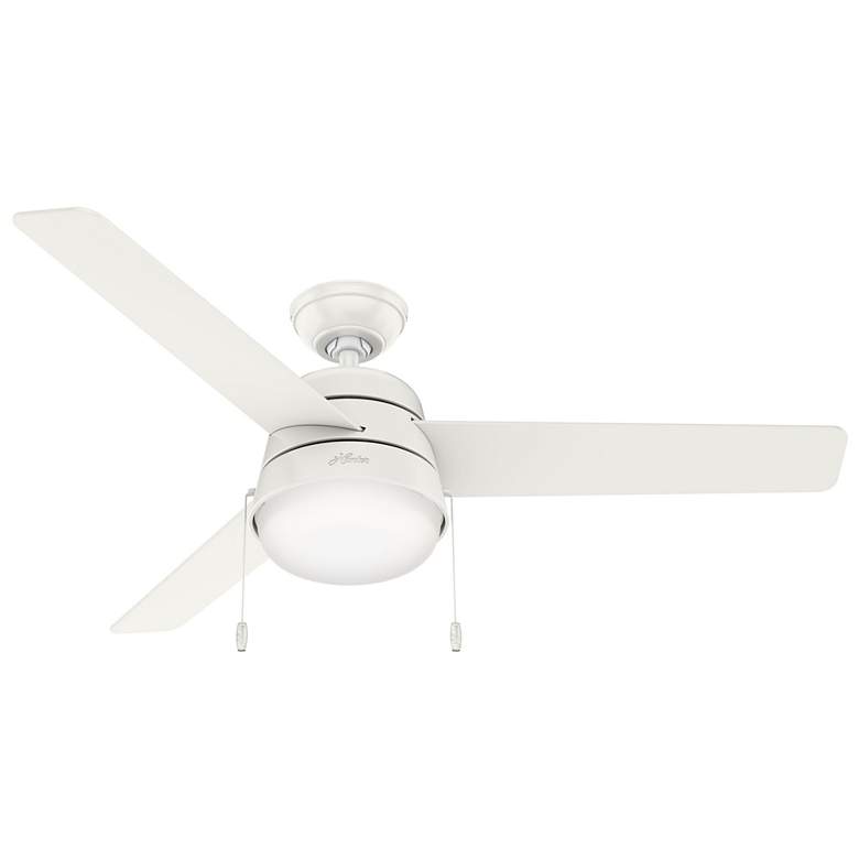 Image 1 52 inch Hunter Aker Fresh White Ceiling Fan with LED Light Kit