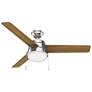 52" Hunter Aker LED Brushed Nickel Ceiling Fan with Pull Chain