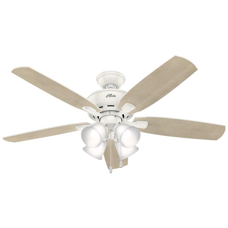 Image 1 52 inch Hunter Amberlin Fresh White Ceiling Fan with LED Light Kit