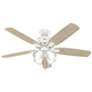 52" Hunter Amberlin Fresh White Ceiling Fan with LED Light Kit