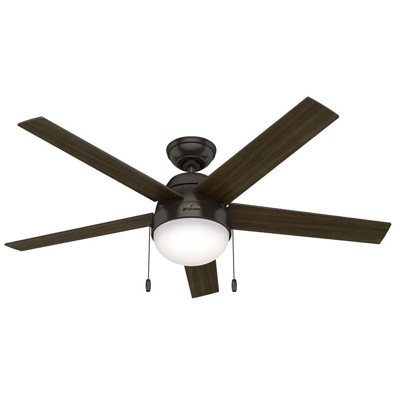 Image 1 52" Hunter Anslee LED Bronze Ceiling Fan with Pull Chain