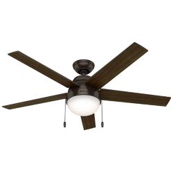 52" Hunter Anslee LED Bronze Ceiling Fan with Pull Chain