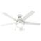 52" Hunter Anslee LED Fresh White Finish Ceiling Fan with Pull Chain