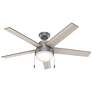 52" Hunter Anslee LED Matte Silver Ceiling Fan with Pull Chain