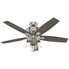 Image2 of 52" Hunter Bennett 3-Light LED Brushed Nickel Ceiling Fan with Remote