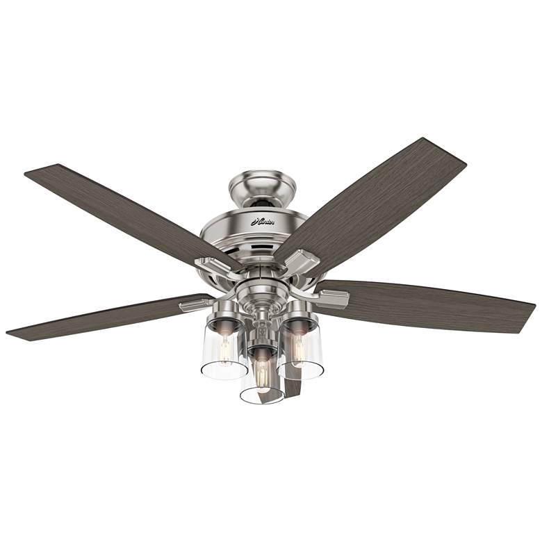 Image 1 52 inch Hunter Bennett 3-Light LED Brushed Nickel Ceiling Fan with Remote