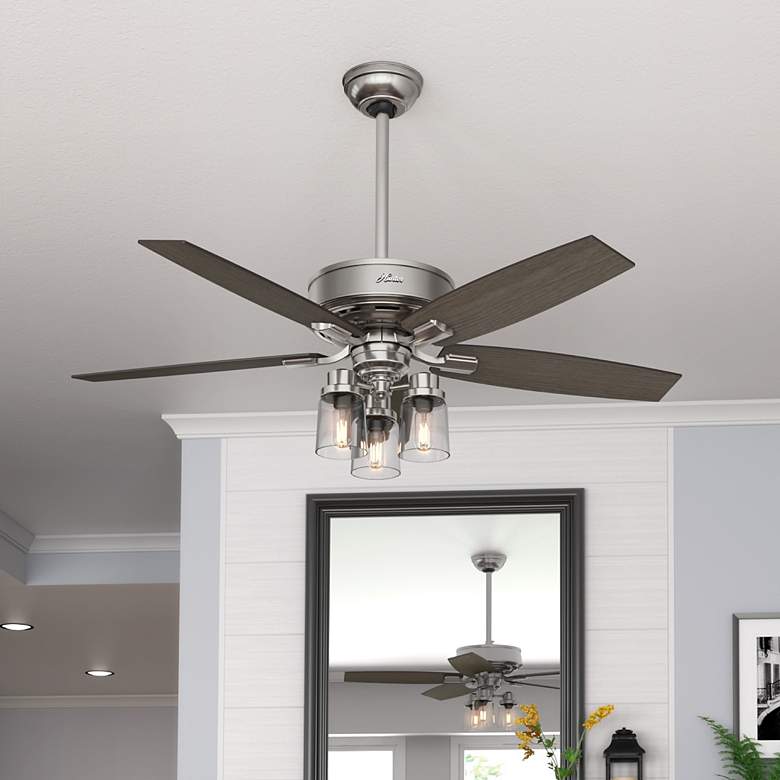 Image 1 52" Hunter Bennett 3-Light LED Brushed Nickel Ceiling Fan with Remote