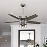 1_52" Hunter Bennett 3-Light LED Brushed Nickel Ceiling Fan with Remote