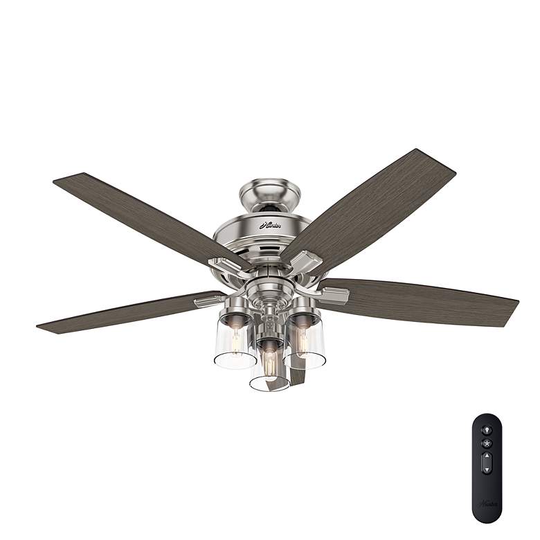 Image 3 52" Hunter Bennett 3-Light LED Brushed Nickel Ceiling Fan with Remote more views
