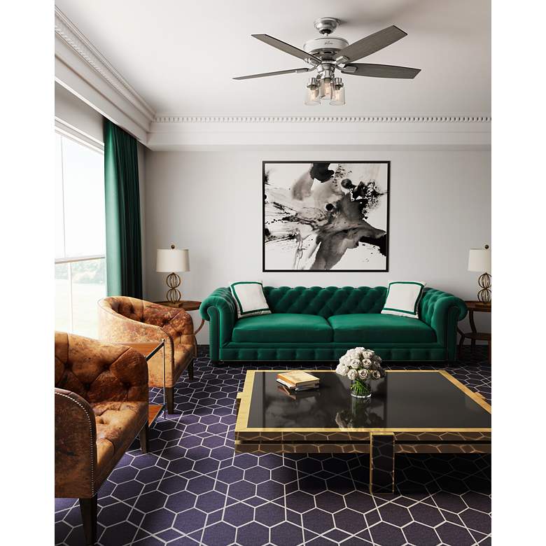 Image 4 52" Hunter Bennett 3-Light LED Brushed Nickel Ceiling Fan with Remote more views