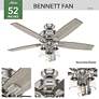 5_52" Hunter Bennett 3-Light LED Brushed Nickel Ceiling Fan with Remote more views