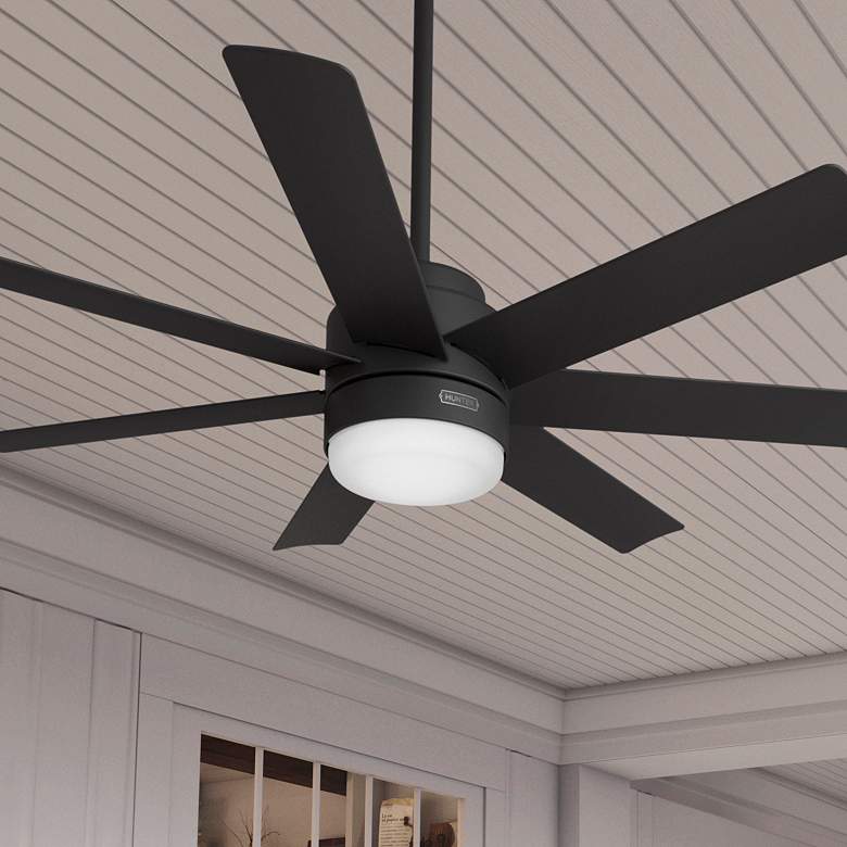 Image 1 52" Hunter Brazos Matte Black LED Ceiling Fan