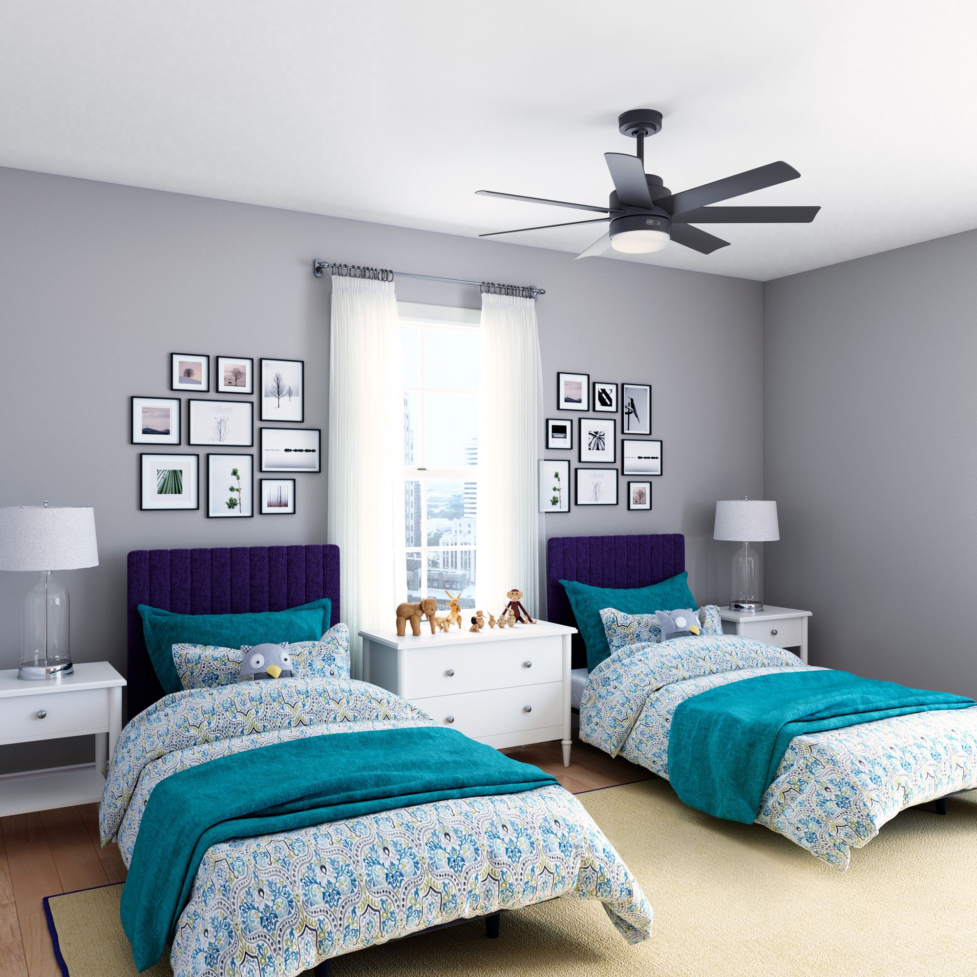 52" Hunter Brazos Matte Black LED Ceiling Fan