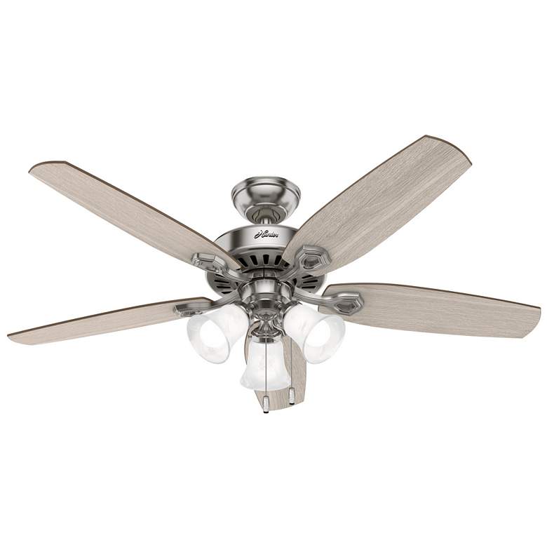 Image 1 52 inch Hunter Builder Brushed Nickel Ceiling Fan with LED Light Kit