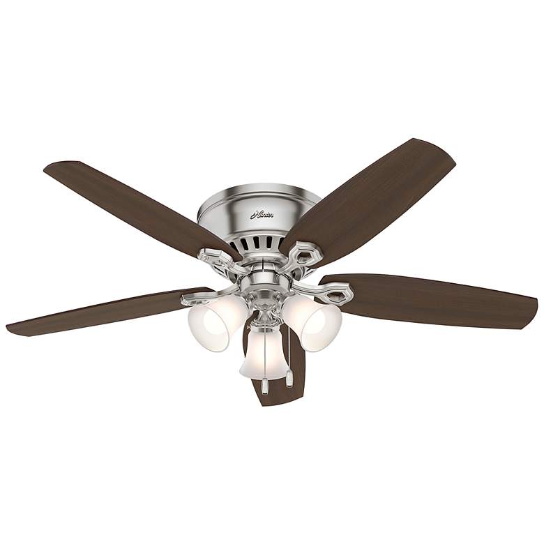 Image 1 52 inch Hunter Builder Brushed Nickel Low Profile Ceiling Fan with LED Lig