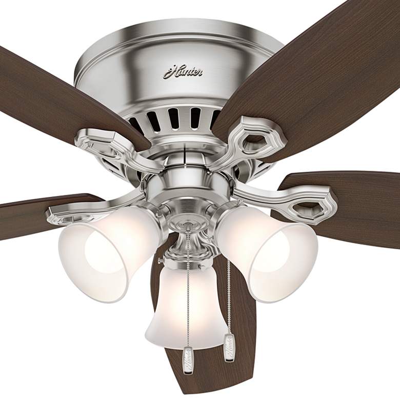 Image 3 52" Hunter Builder Brushed Nickel Low Profile Ceiling Fan with LED Lig more views