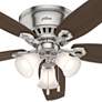 3_52" Hunter Builder Brushed Nickel Low Profile Ceiling Fan with LED Lig more views