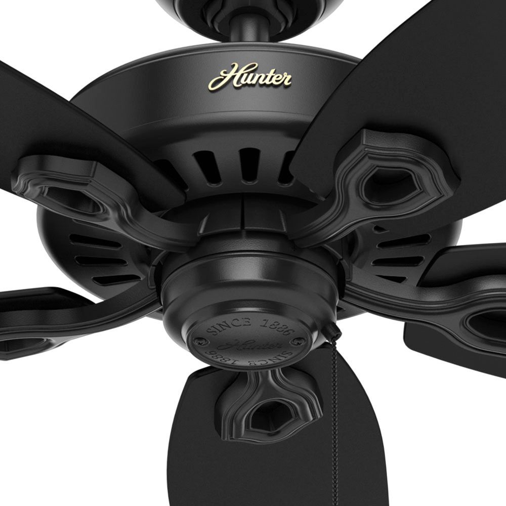 52" Hunter Builder Elite Matte Black Ceiling Fan in scene