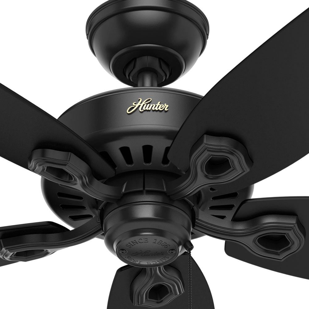 52" Hunter Builder Elite Matte Black Ceiling Fan in scene