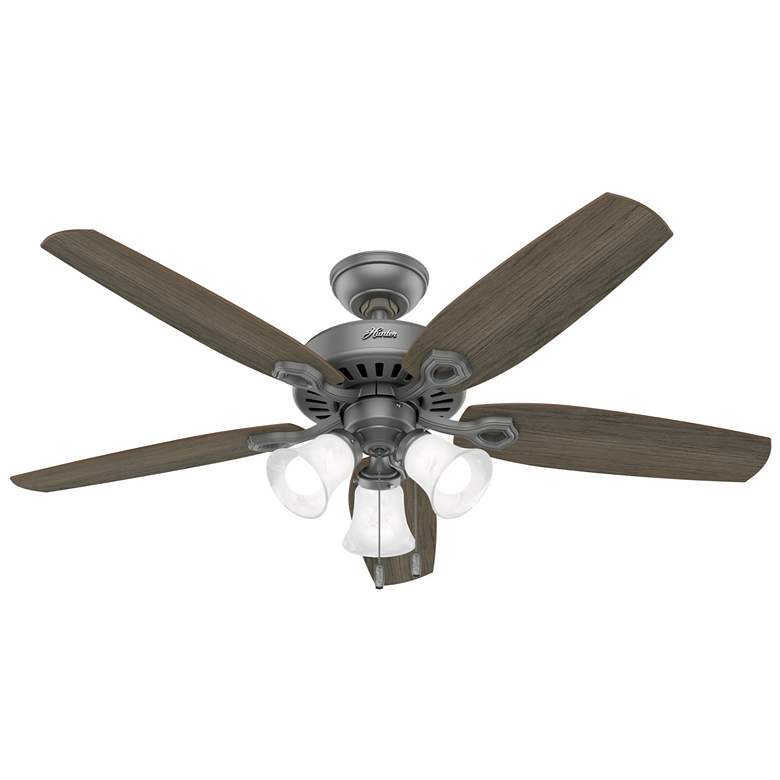 Image 1 52" Hunter Builder Matte Silver Ceiling Fan with LED Light Kit