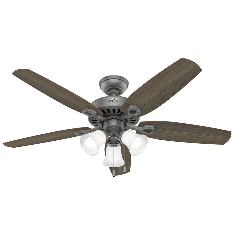 Image 1 52 inch Hunter Builder Matte Silver Ceiling Fan with LED Light Kit