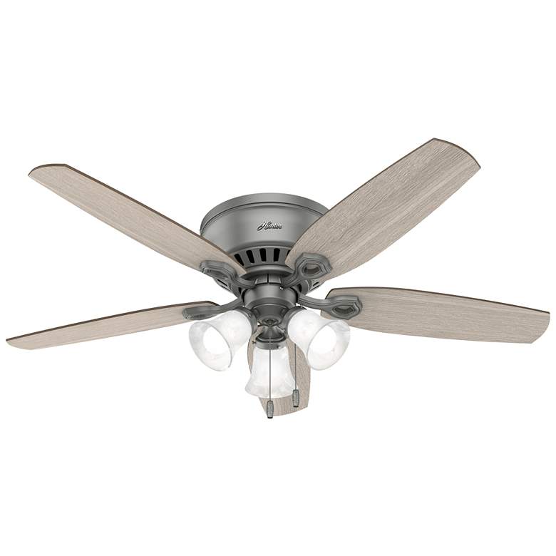 Image 1 52" Hunter Builder Matte Silver Low Profile Ceiling Fan with LED Light