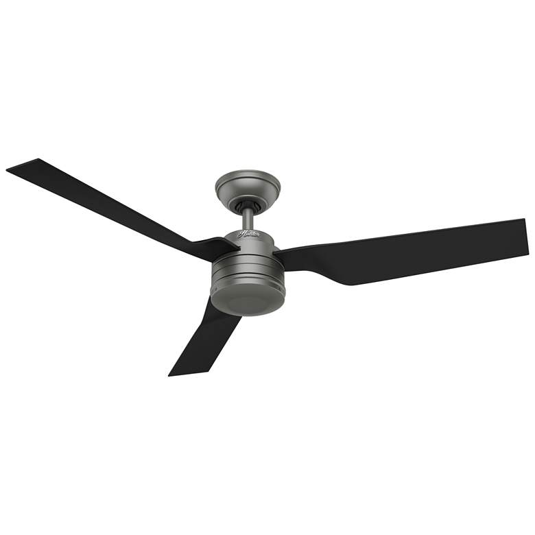 Image 1 52 inch Hunter Cabo Frio Matte Silver Damp Rated Fan with Wall Control
