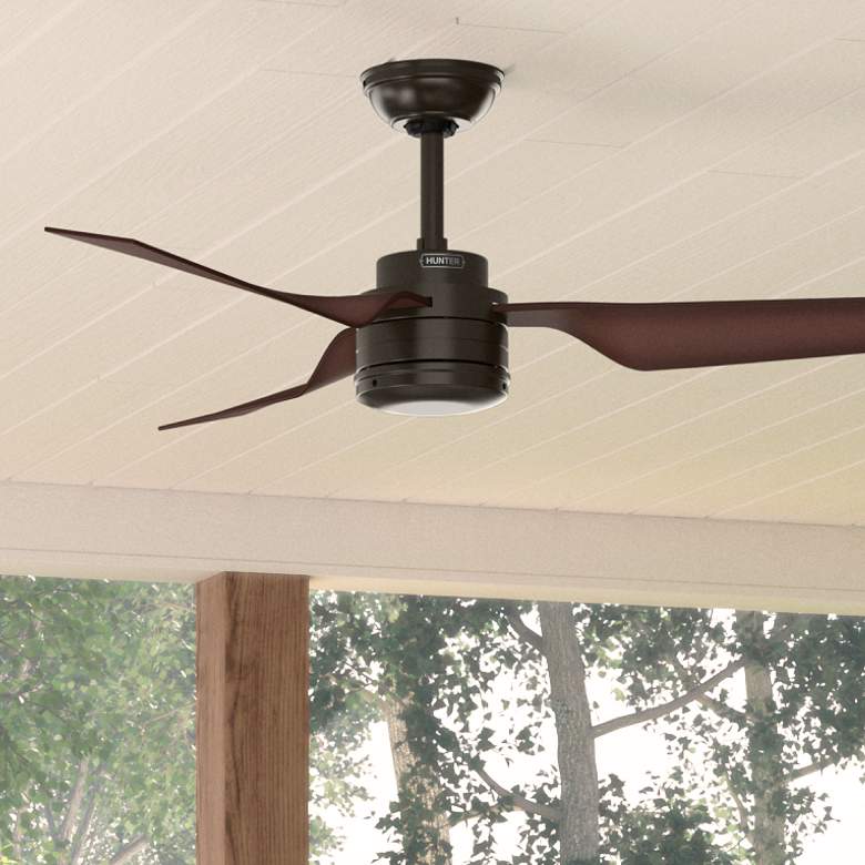 Image 1 52" Hunter Cabo Frio New Bronze Damp Rated Fan with Wall Control