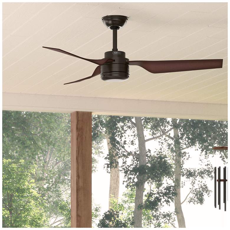 Image 6 52" Hunter Cabo Frio New Bronze Damp Rated Fan with Wall Control more views