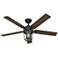 52" Hunter Candle Bay Black Iron Outdoor LED Ceiling Fan with Remote