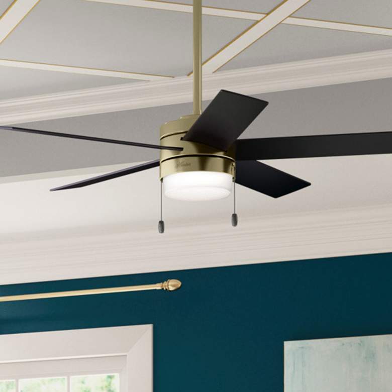 Image 1 52" Hunter Claudette Indoor Modern Brass LED Ceiling Fan