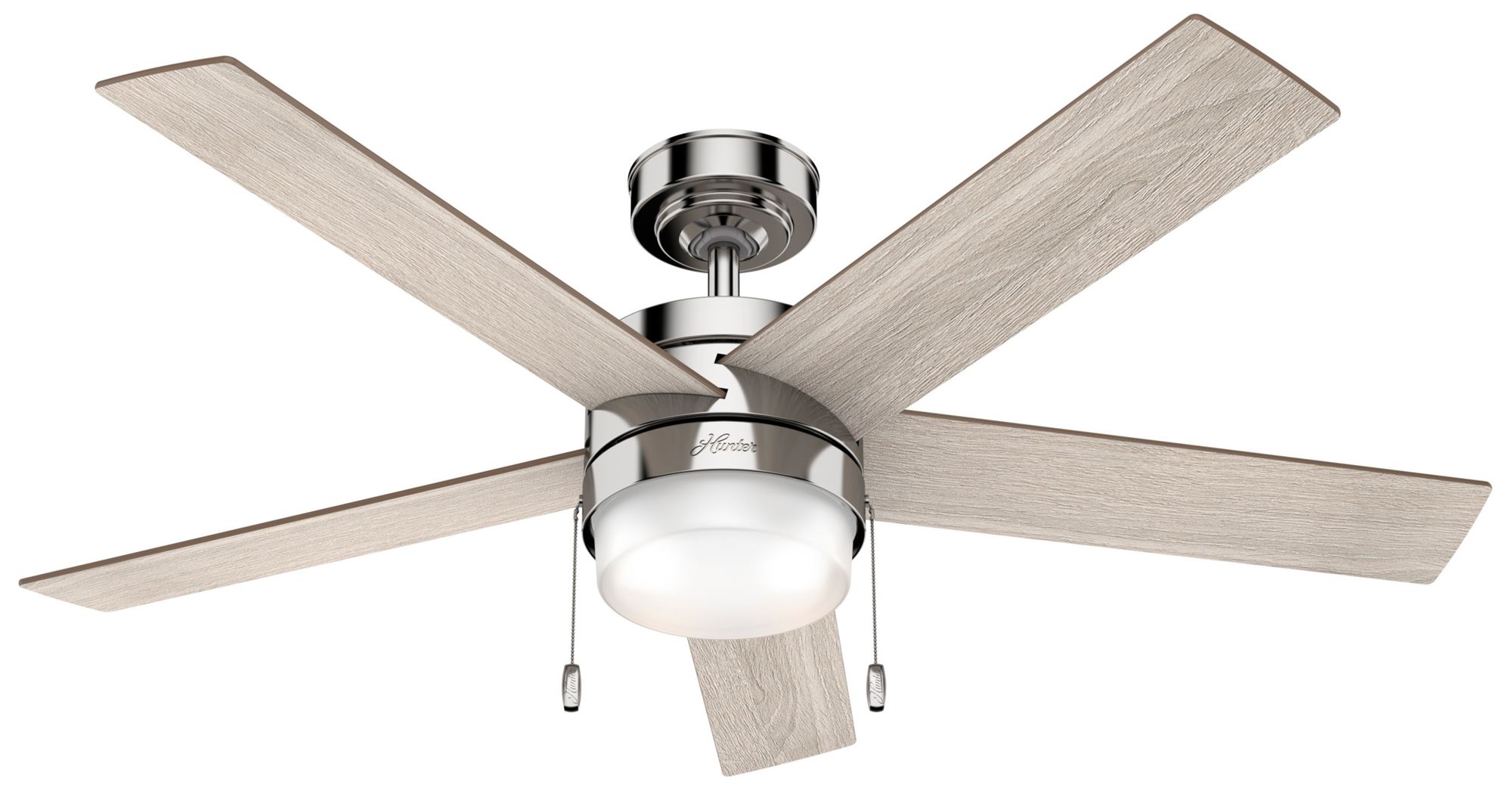 52" Hunter Claudette Polished Nickel LED Ceiling Fan