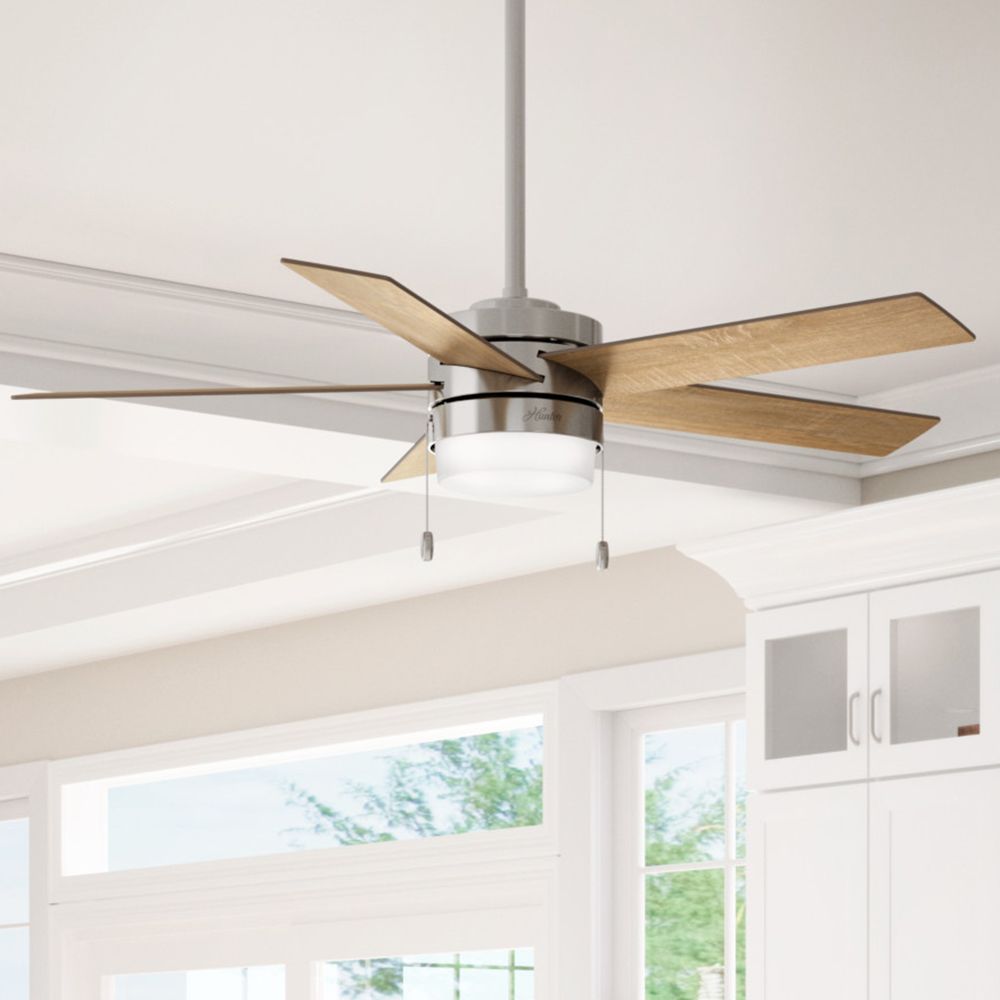 Image 52" Hunter Claudette Polished Nickel LED Ceiling Fan