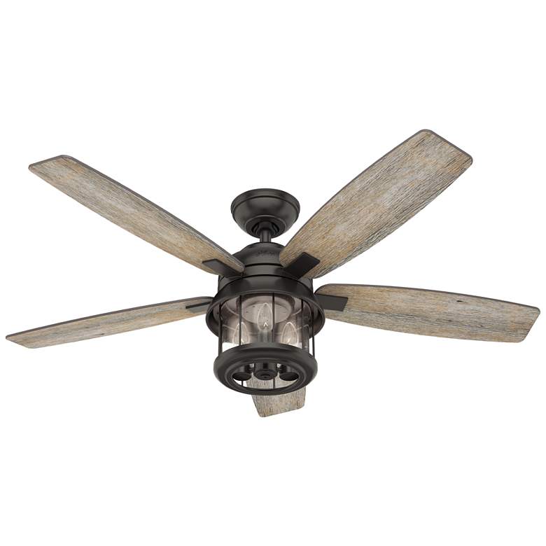 Image 1 52 inch Hunter Coral Bay Noble Bronze Damp LED Ceiling Fan with Remote
