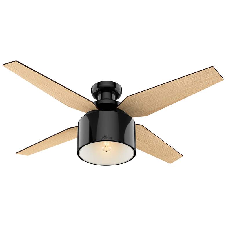 52&quot; Hunter Cranbrook Gloss Black LED Hugger Ceiling Fan with Remote