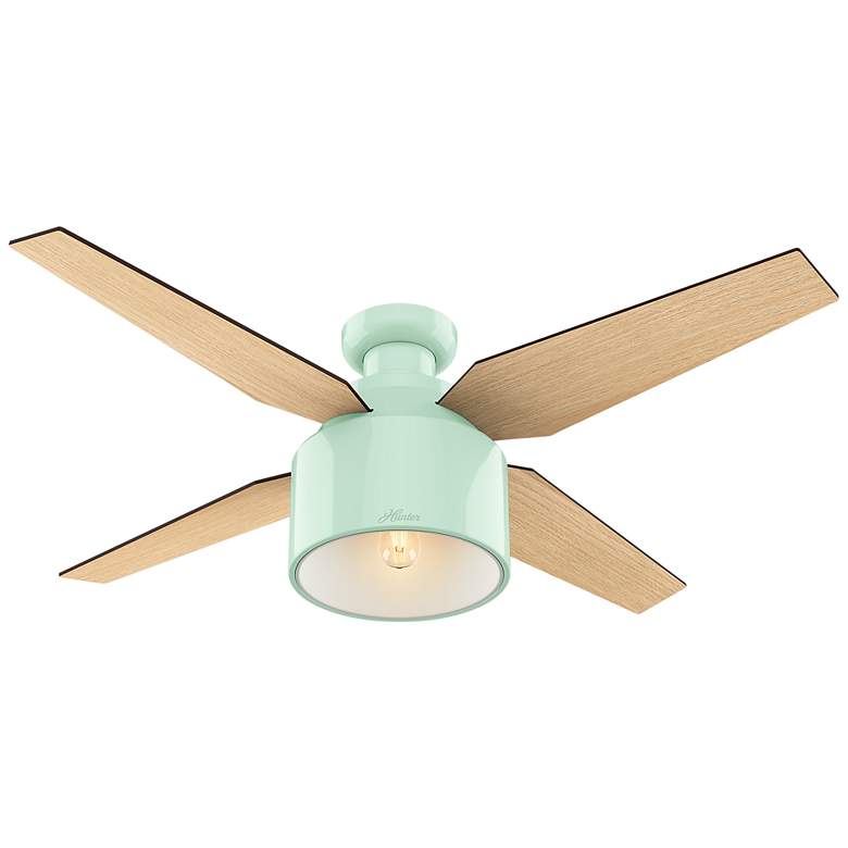 52&quot; Hunter Cranbrook Mint Green LED Hugger Ceiling Fan with Remote