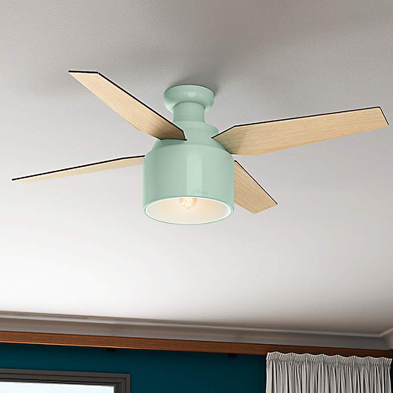 Image 1 52 inch Hunter Cranbrook Mint Green LED Hugger Ceiling Fan with Remote