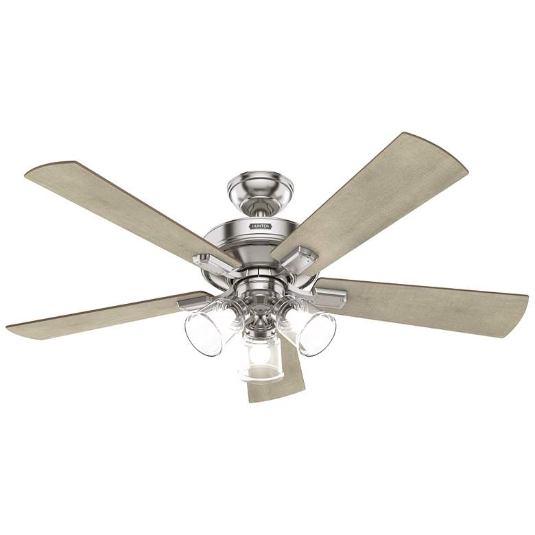 Image 1 52 inch Hunter Crestfield Brushed Nickel Ceiling Fan with LED Light Kit